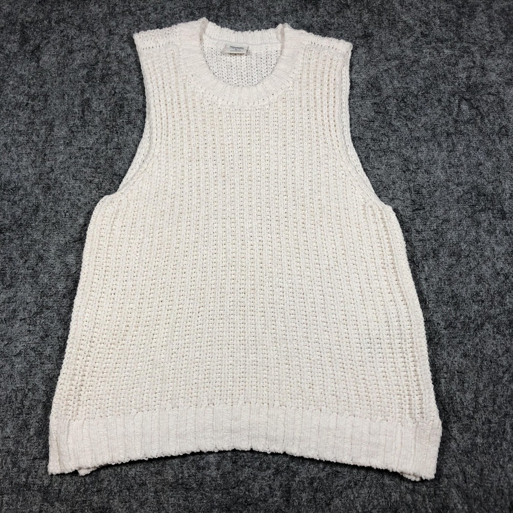 Abercrombie & Fitch Sweater Vest Womens M White Chunky Knit Sleeveless Cozy